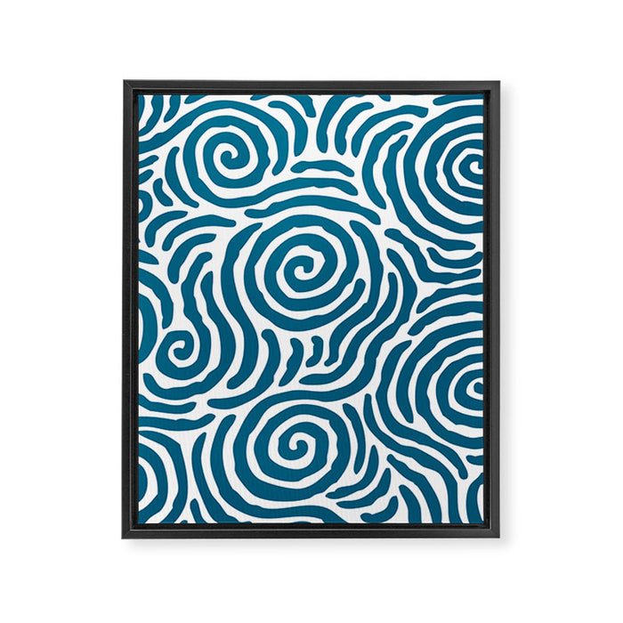 Ripple Effect Pattern Peacock Blue Framed Canvas Print Gallery Image 1