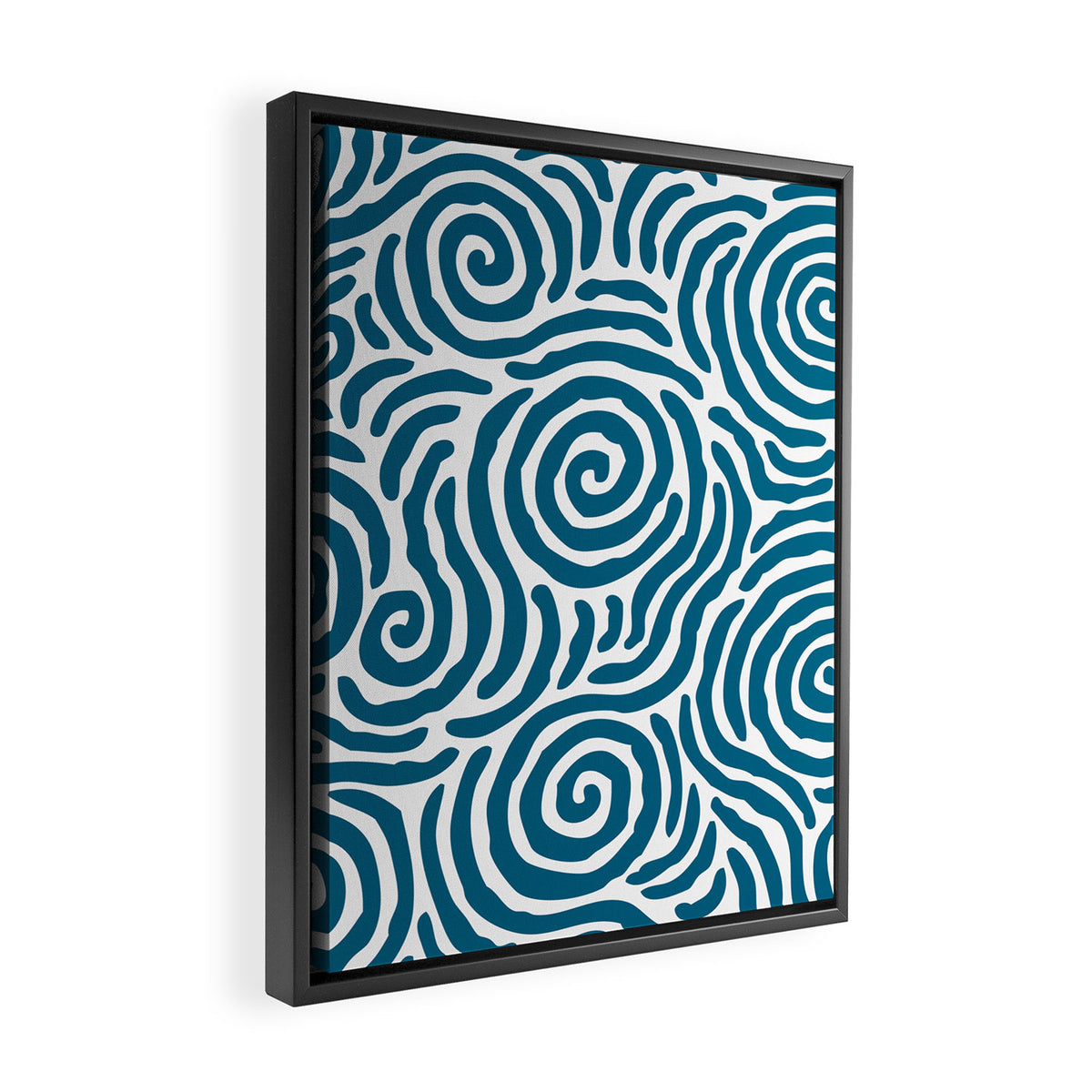 Ripple Effect Pattern Peacock Blue Framed Canvas Print Gallery Image 2