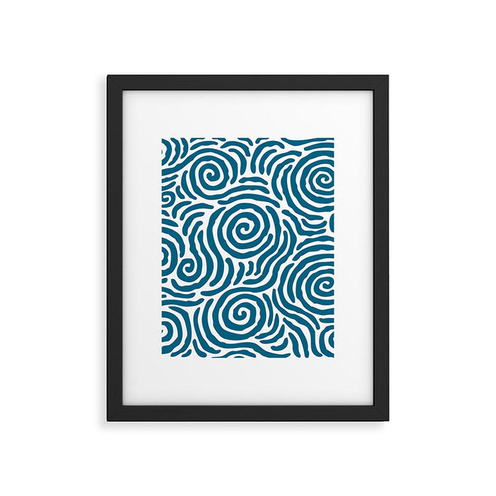 Ripple Effect Pattern Peacock Blue Framed Art Print Gallery Image 1