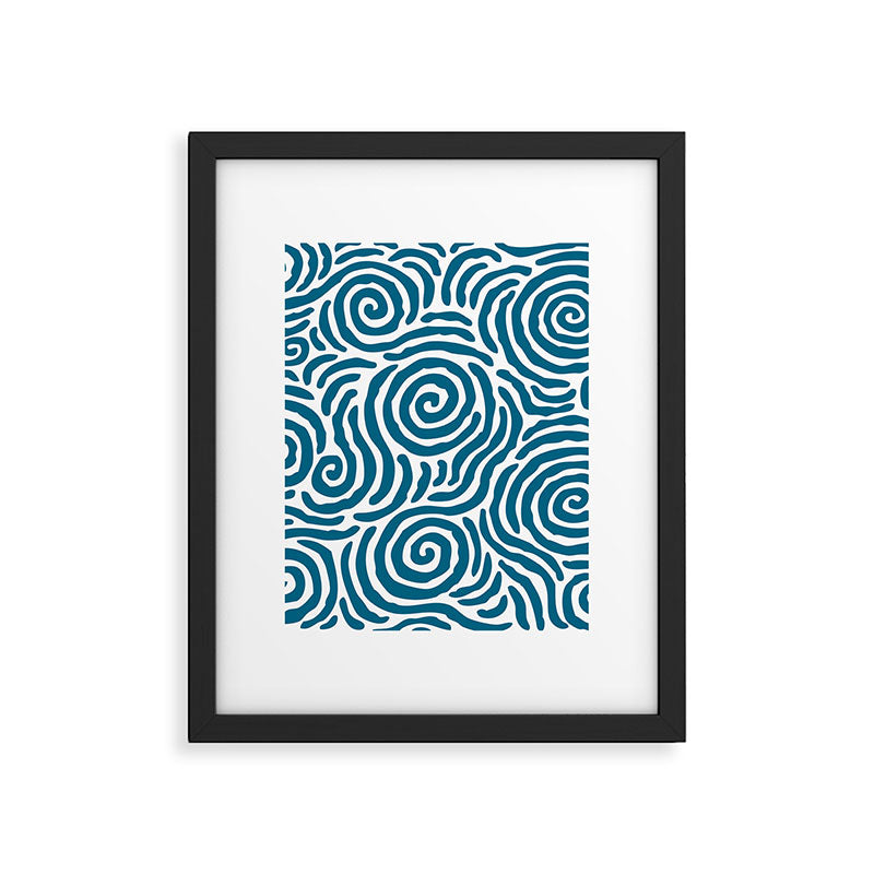 Ripple Effect Pattern Peacock Blue Framed Art Print Gallery Image 4