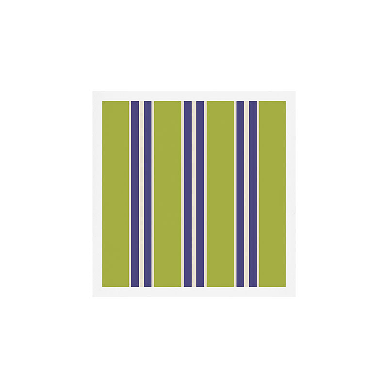 Vertical Stripes Chartreuse and Blue Art Print Gallery Image 1