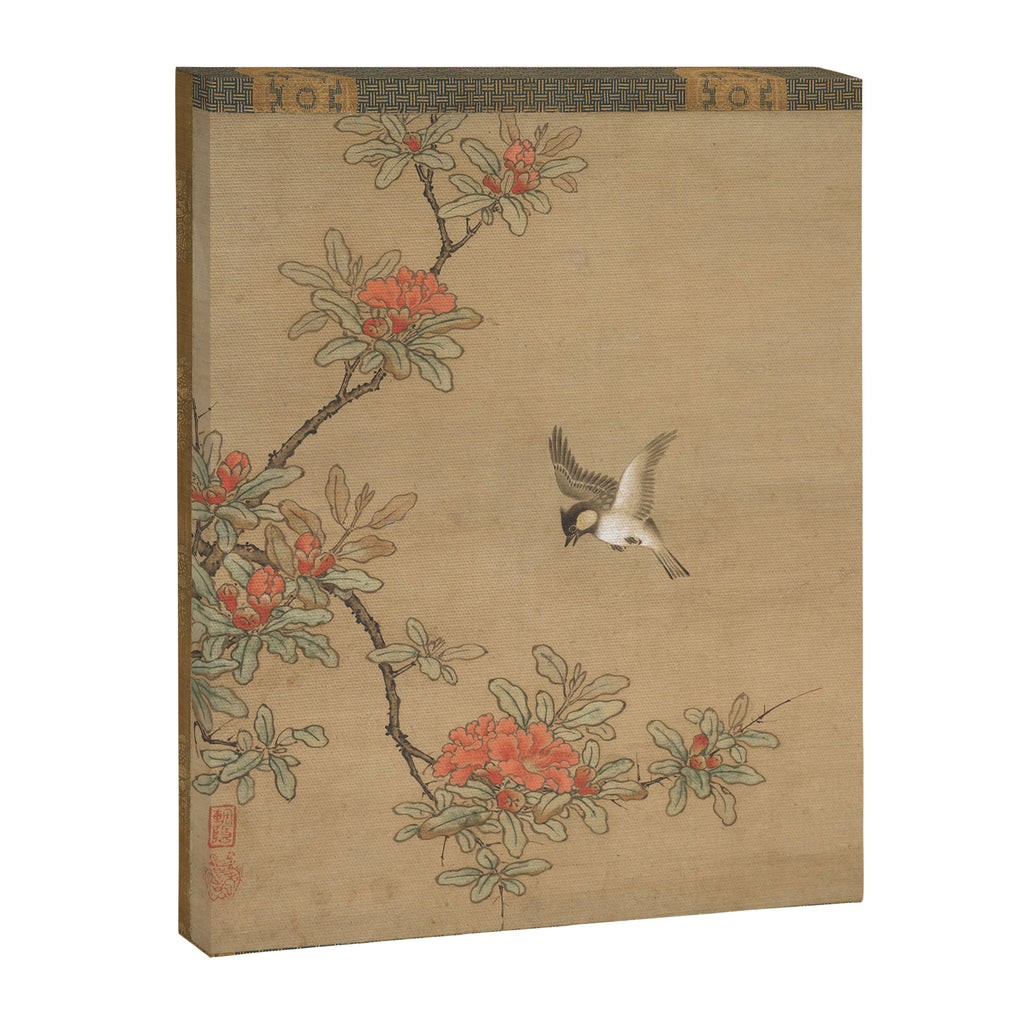 16th Century Japanese Bird and Peony Edo Era Painting Canvas Print Gallery Image 6