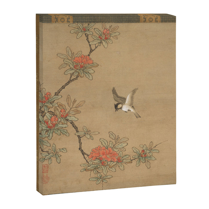 16th Century Japanese Bird and Peony Edo Era Painting Canvas Print Gallery Image 1