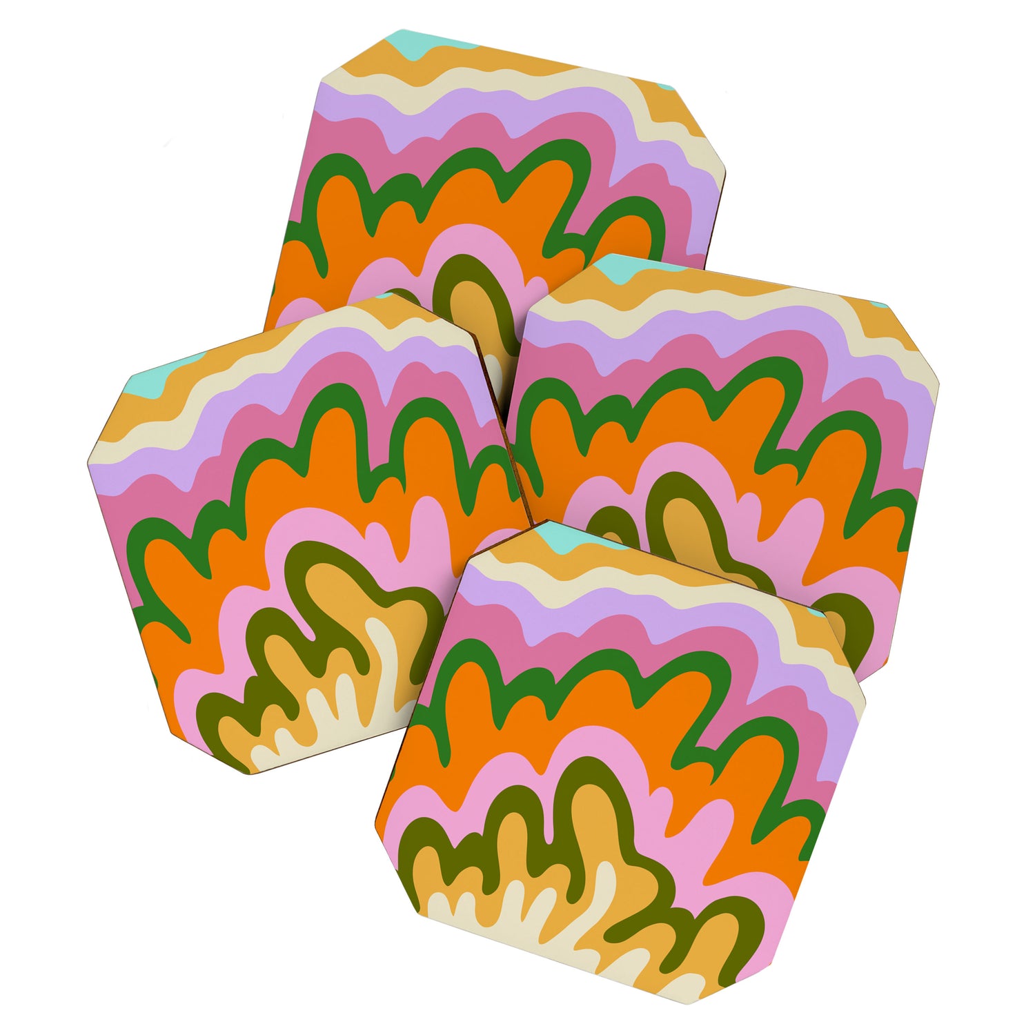 70s Hippie Retro Abstract Colorful Explosion Coaster Gallery Image 1