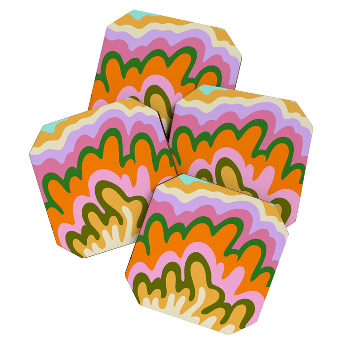 70s Hippie Retro Abstract Colorful Explosion Coaster Gallery Image 1