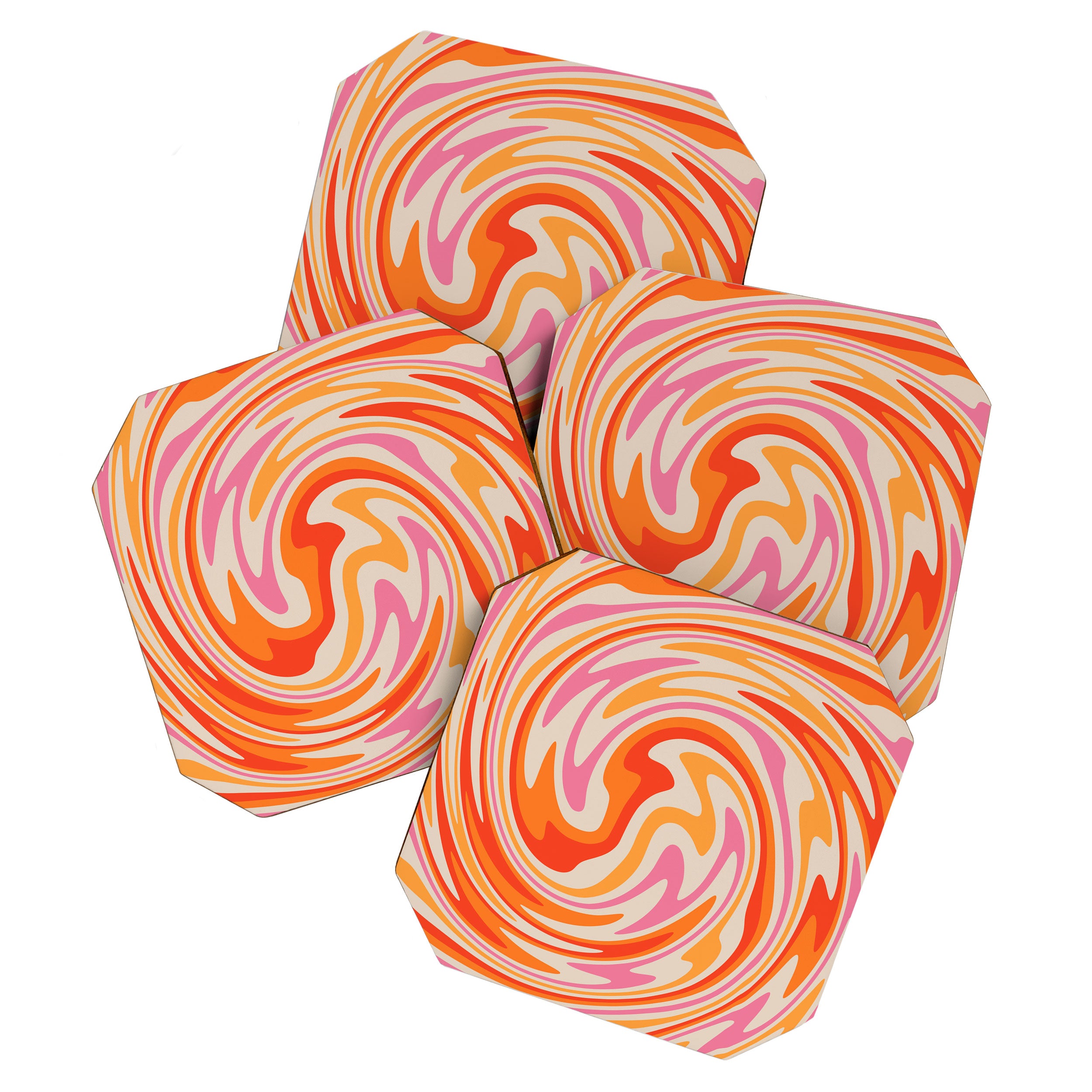 70s Retro Swirl Color Abstract Coaster Gallery Image 1