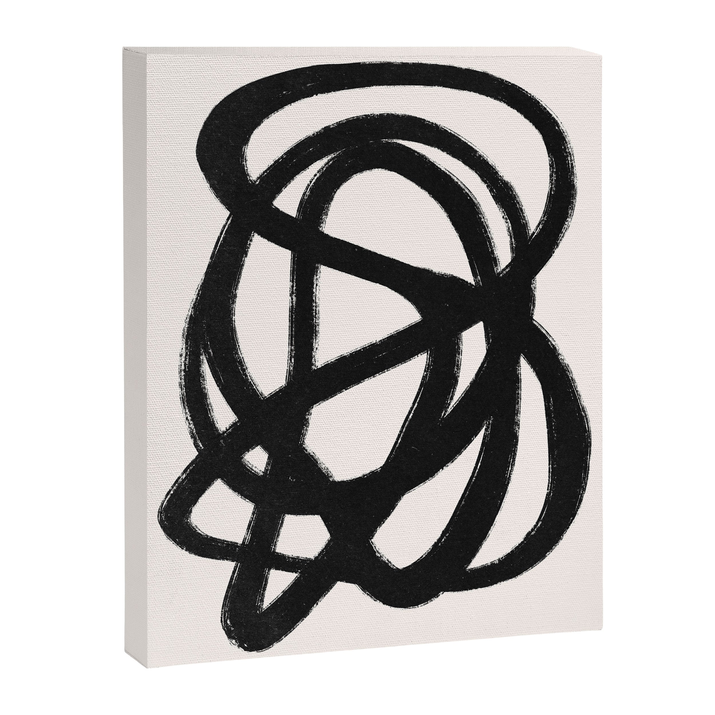 Abstract Black and White Organic Shape Elegant Monochrome Pattern Canvas Print Gallery Image 6
