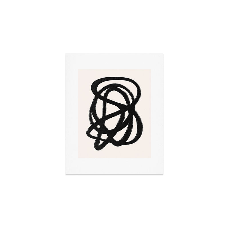 Abstract Black and White Organic Shape Elegant Monochrome Pattern Art Print Gallery Image 1