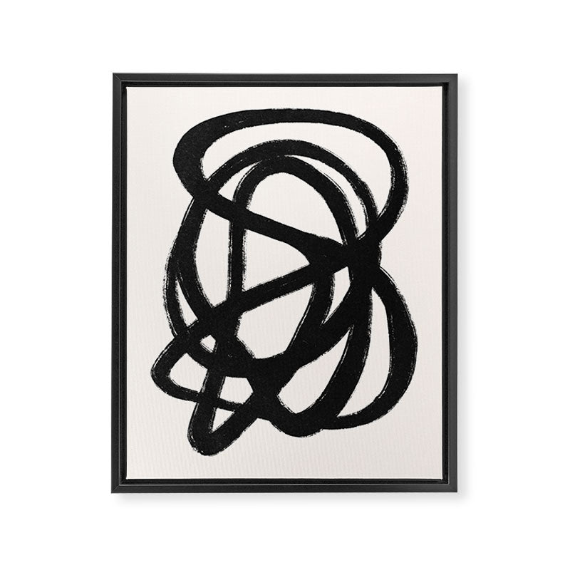 Abstract Black and White Organic Shape Elegant Monochrome Pattern Framed Canvas Print Gallery Image 6