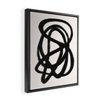 Abstract Black and White Organic Shape Elegant Monochrome Pattern Framed Canvas Print Gallery Image 2
