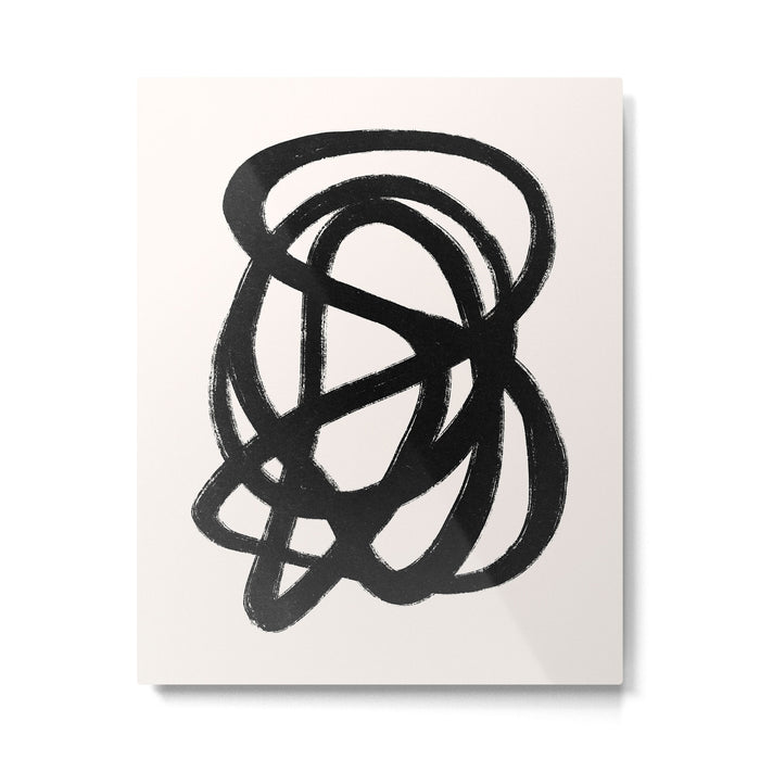 Abstract Black and White Organic Shape Elegant Monochrome Pattern Metal Print Gallery Image 1