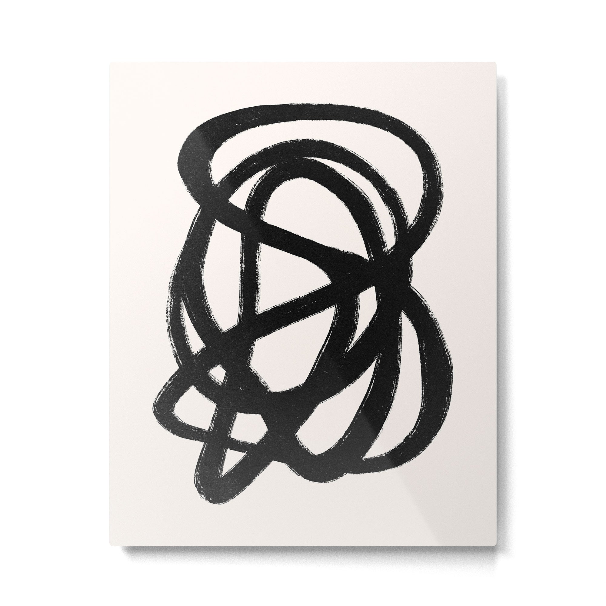 Abstract Black and White Organic Shape Elegant Monochrome Pattern Metal Print Gallery Image 4