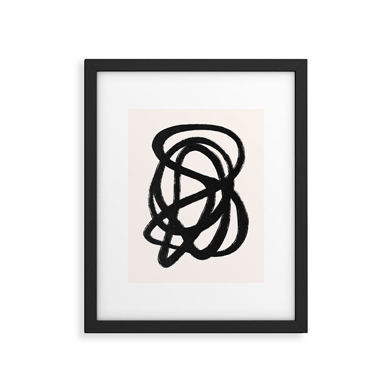 Abstract Black and White Organic Shape Elegant Monochrome Pattern Framed Art Print Gallery Image 5