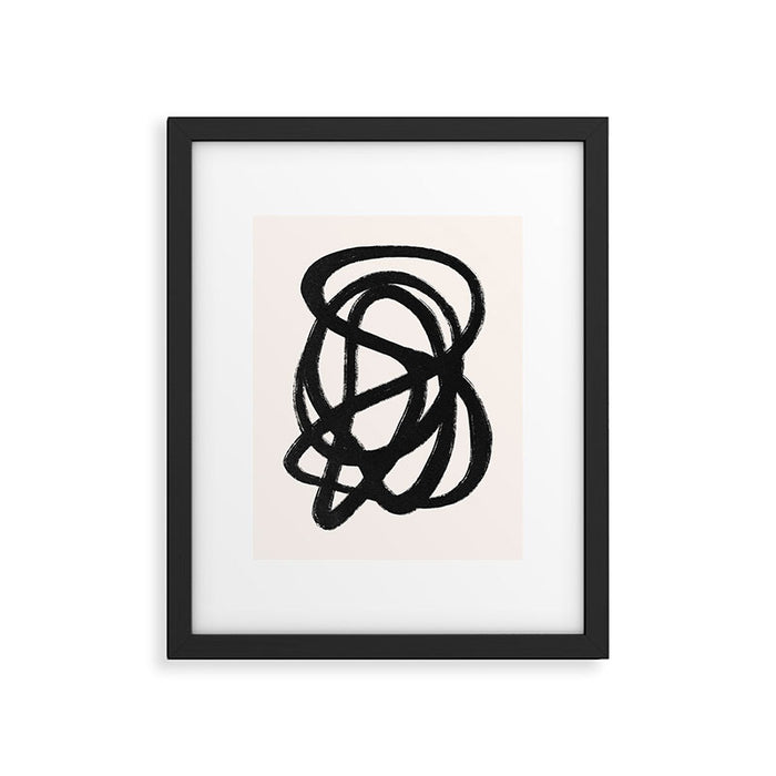 Abstract Black and White Organic Shape Elegant Monochrome Pattern Framed Art Print Gallery Image 1
