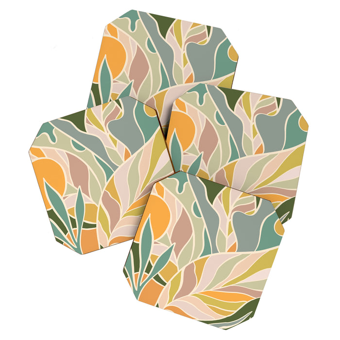 Abstract Botanical Mid century Modern Coaster Gallery Image 1