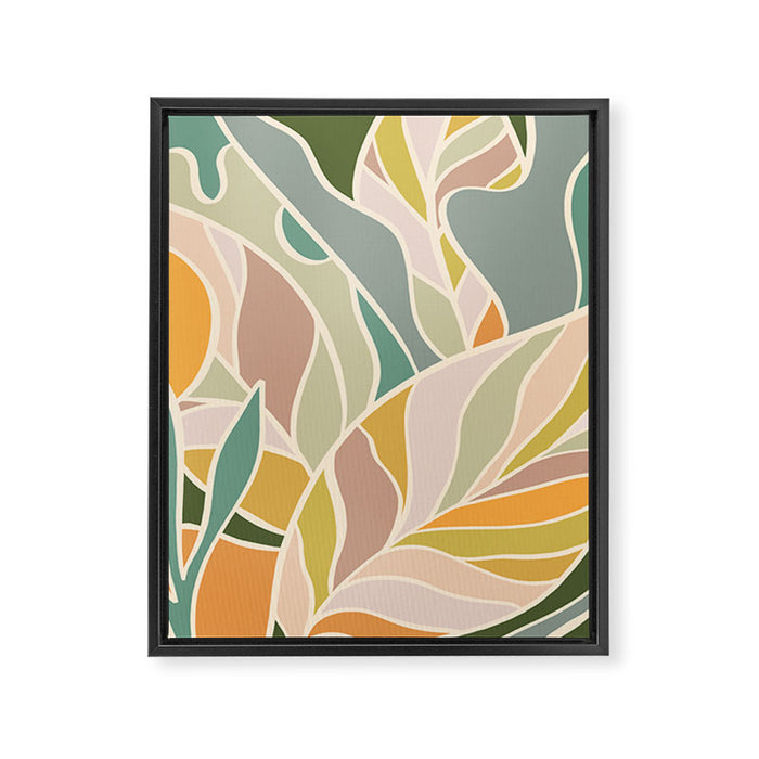 Abstract Botanical Mid century Modern Framed Canvas Print Gallery Image 1
