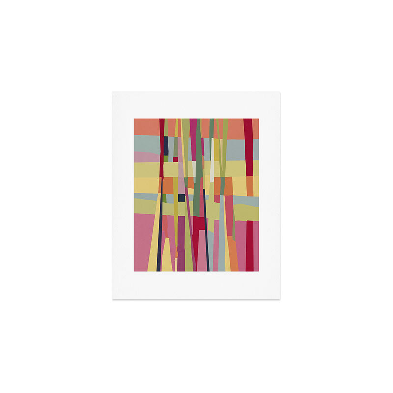 Abstract Color Block Landscape Vertical Lines Mid Century Modern Style Art Print Gallery Image 1