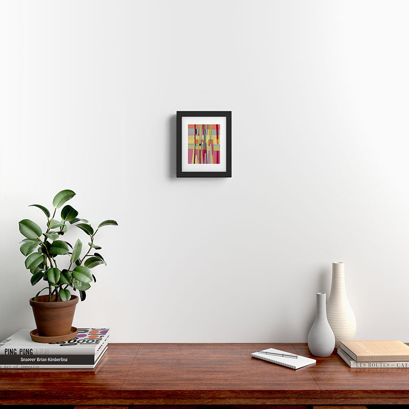 Abstract Color Block Landscape Vertical Lines Mid Century Modern Style Framed Art Print Gallery Image 2