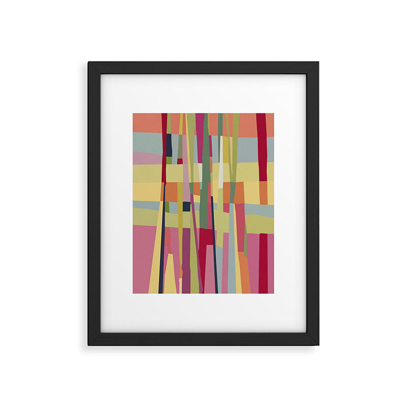 Abstract Color Block Landscape Vertical Lines Mid Century Modern Style Framed Art Print Gallery Image 5