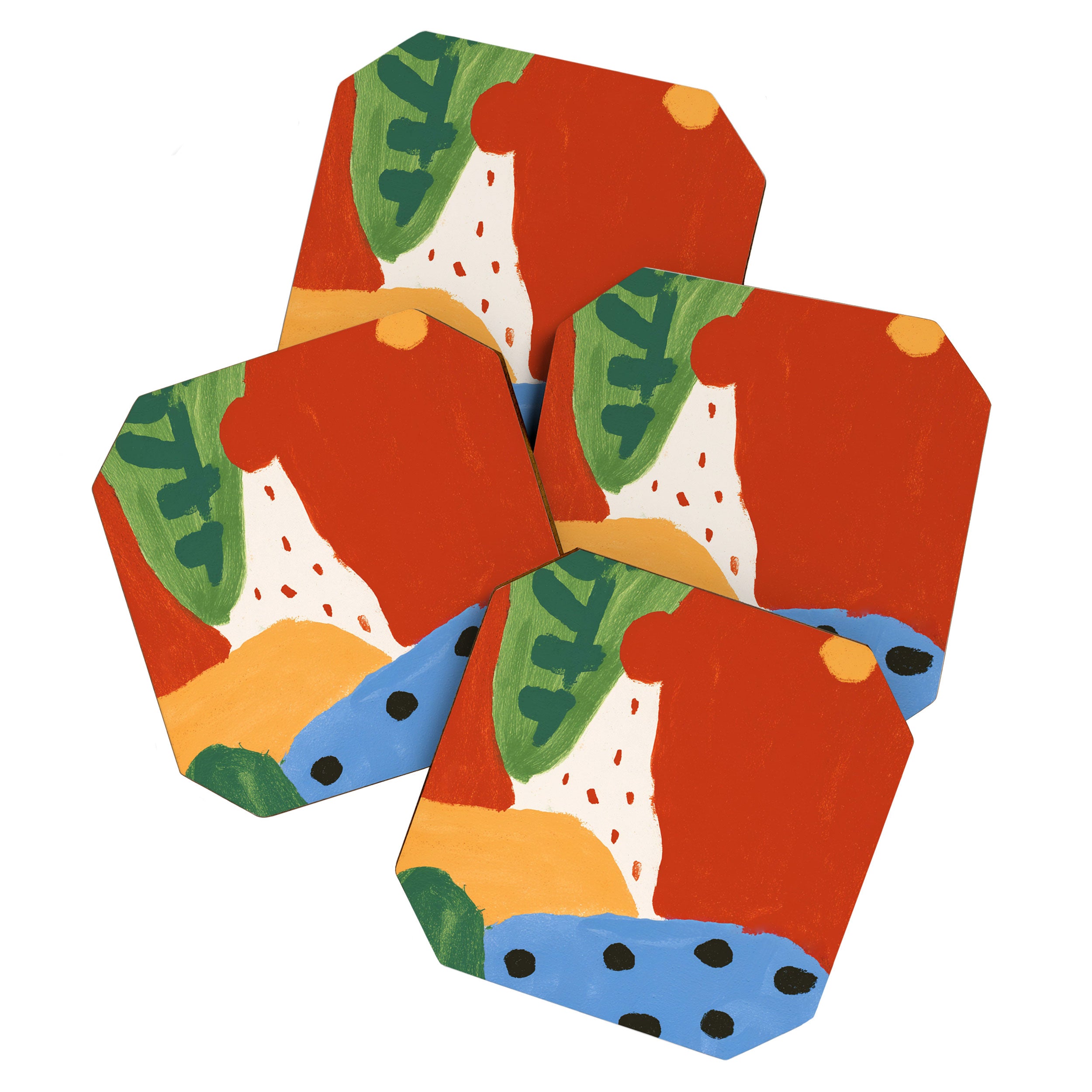 Abstract Desert Landscape Colorful Modern Shapes Mid Century Coaster Gallery Image 1
