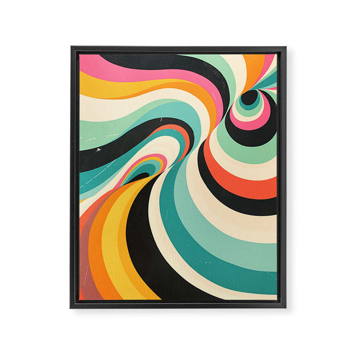 Abstract Retro Swirl 70s Mid-Century Curves Framed Canvas Print Gallery Image 1
