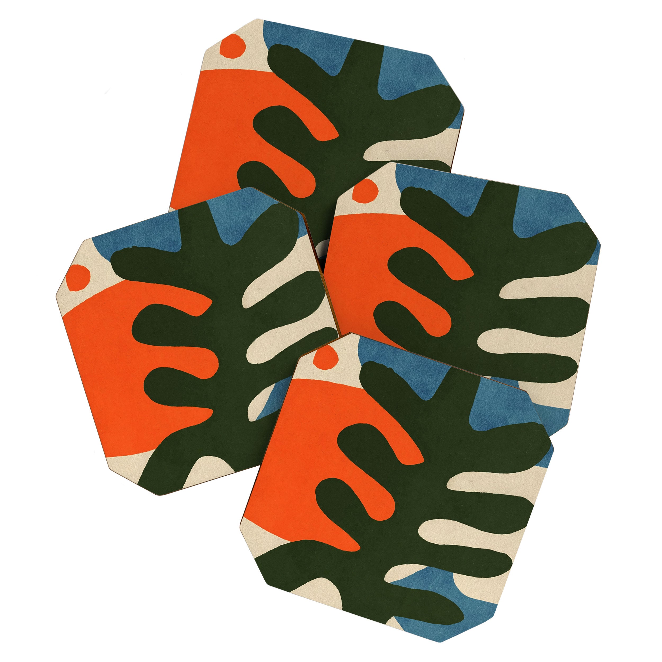 Abstract Sun and Leaf Shapes Coaster Gallery Image 1