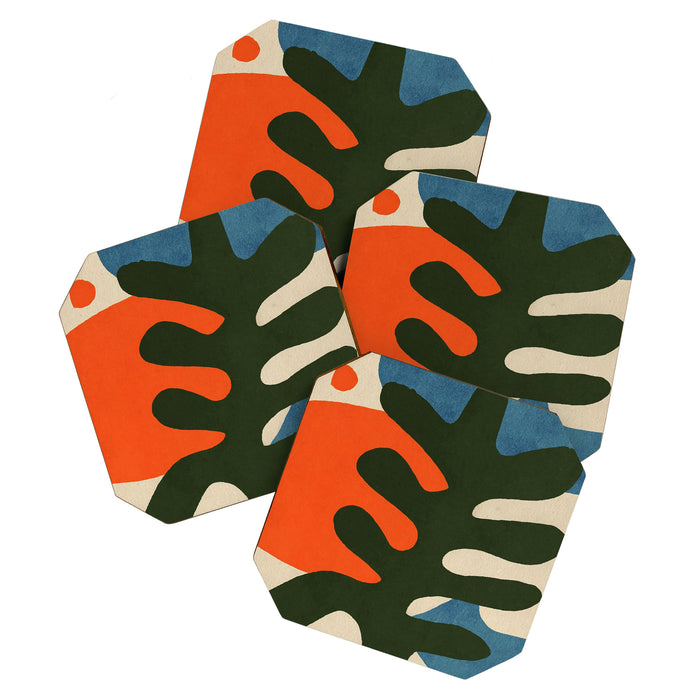 Abstract Sun and Leaf Shapes Coaster Gallery Image 1
