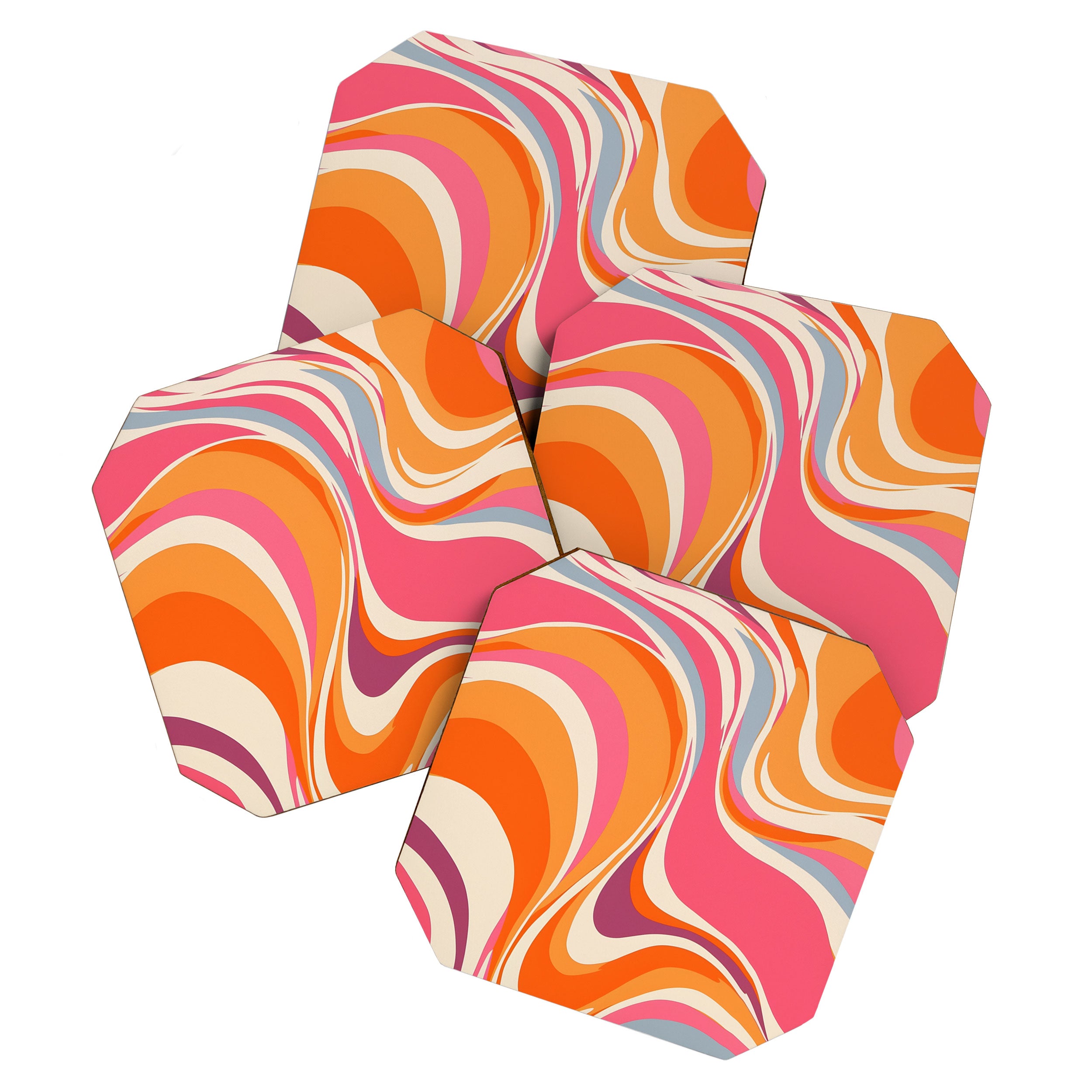 Abstract Swirl Groovy Retro 70s Coaster Gallery Image 1