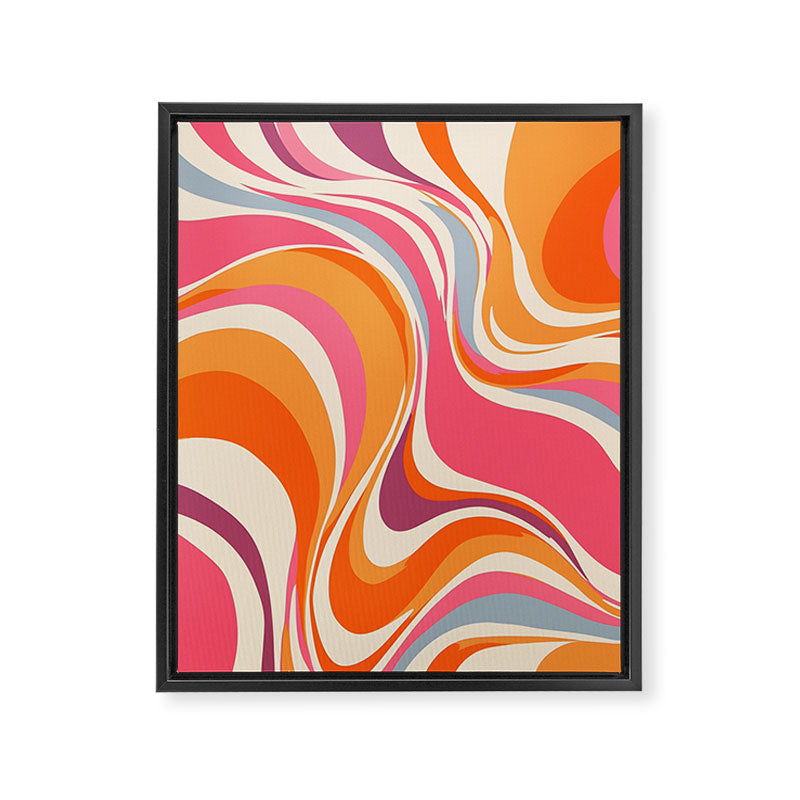 Abstract Swirl Groovy Retro 70s Framed Canvas Print Gallery Image 6