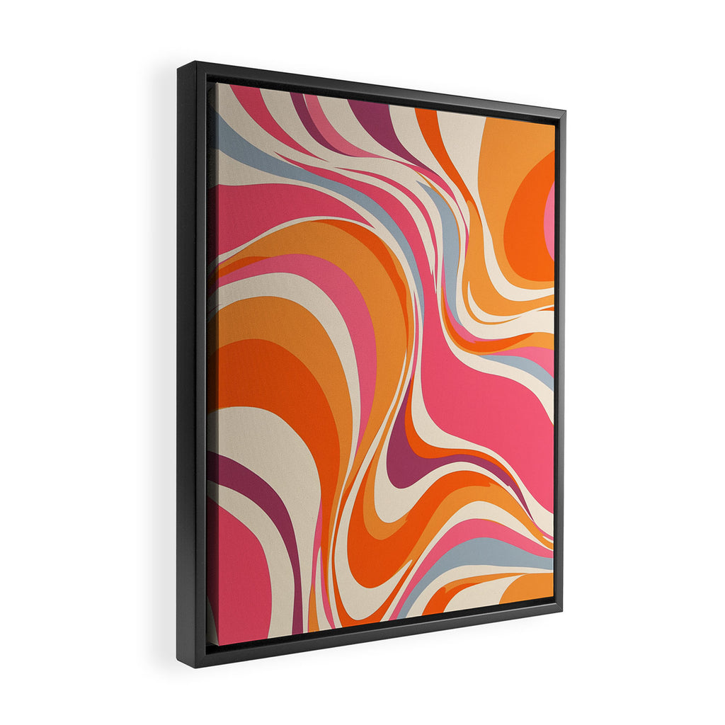 Abstract Swirl Groovy Retro 70s Framed Canvas Print Gallery Image 2