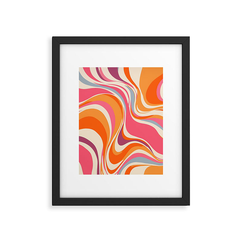 Abstract Swirl Groovy Retro 70s Framed Art Print Gallery Image 5