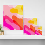 Abstract Yellow Pink Colorful Organic Shapes Canvas Print Gallery Image 3