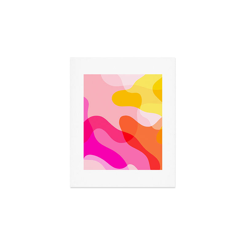 Abstract Yellow Pink Colorful Organic Shapes Art Print Gallery Image 1