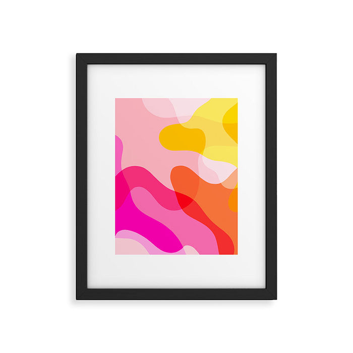 Abstract Yellow Pink Colorful Organic Shapes Framed Art Print Gallery Image 1
