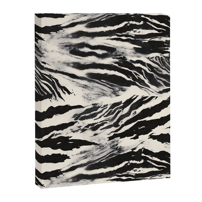 Abstract Zebra Stripe Pattern Modern Black and Beige Animal Canvas Print Gallery Image 1