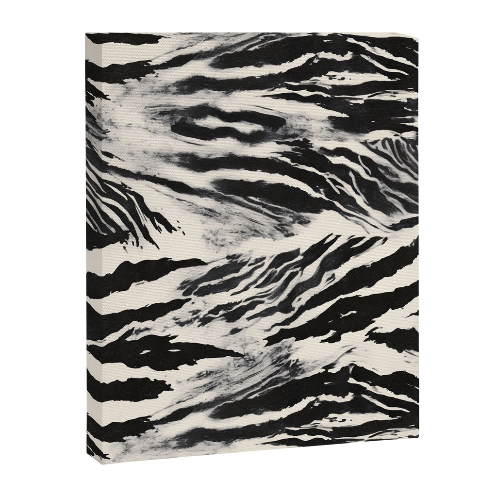 Abstract Zebra Stripe Pattern Modern Black and Beige Animal Canvas Print Gallery Image 6