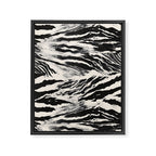 Abstract Zebra Stripe Pattern Modern Black and Beige Animal Framed Canvas Print Gallery Image 6