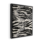 Abstract Zebra Stripe Pattern Modern Black and Beige Animal Framed Canvas Print Gallery Image 2