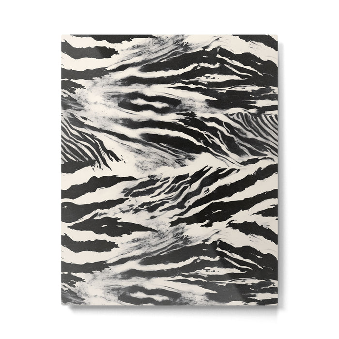 Abstract Zebra Stripe Pattern Modern Black and Beige Animal Metal Print Gallery Image 1