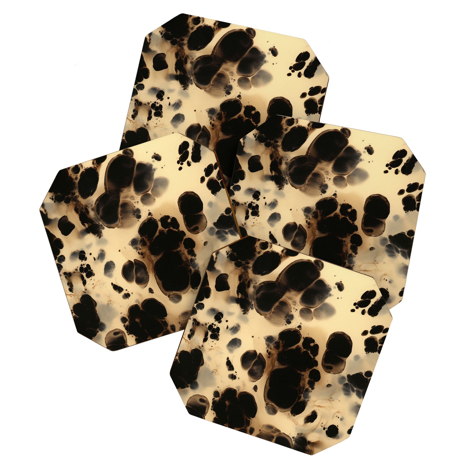 Black and Cream White Tortoiseshell Pattern Coaster Gallery Image 1
