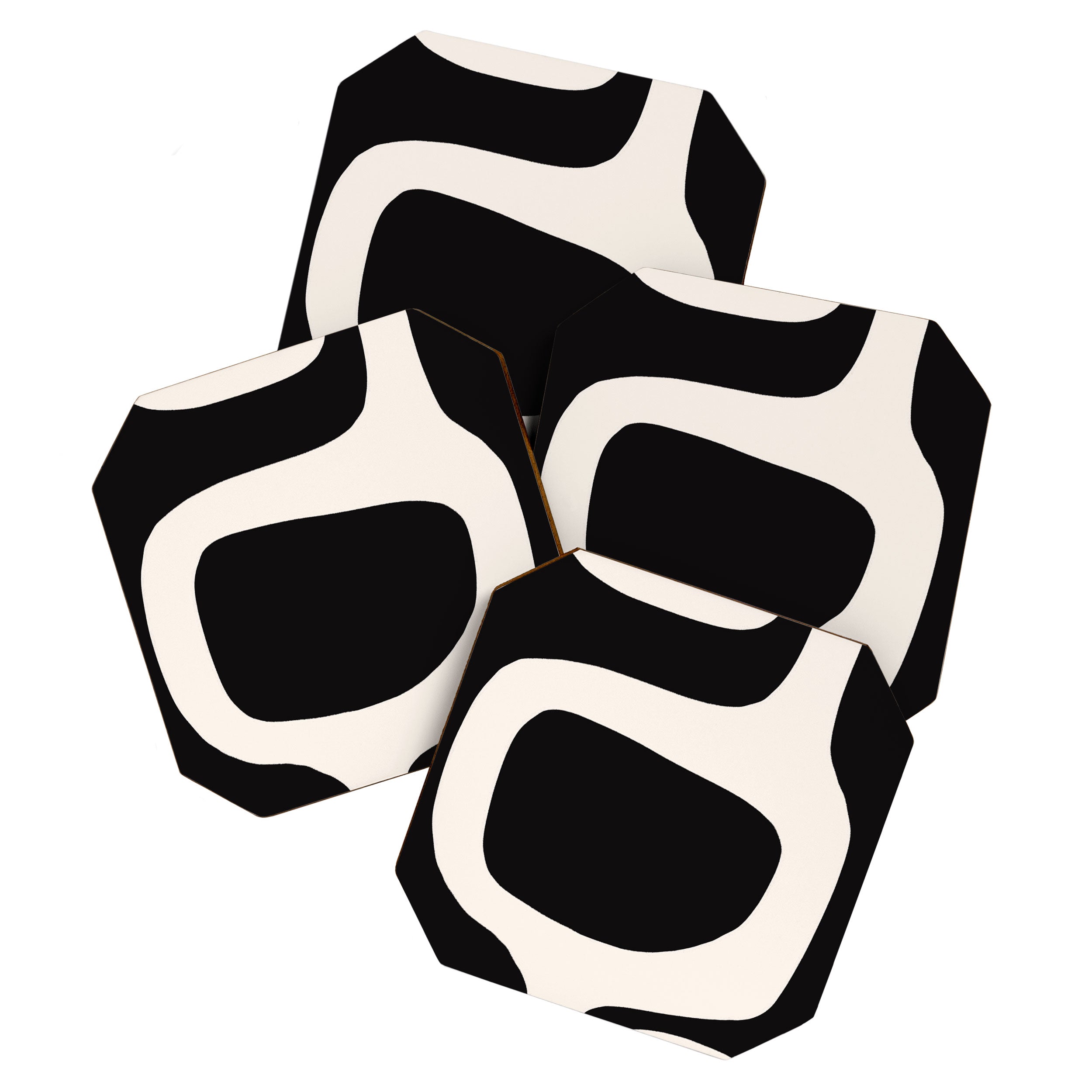 Black and White Abstract Minimal Shapes Coaster Gallery Image 1