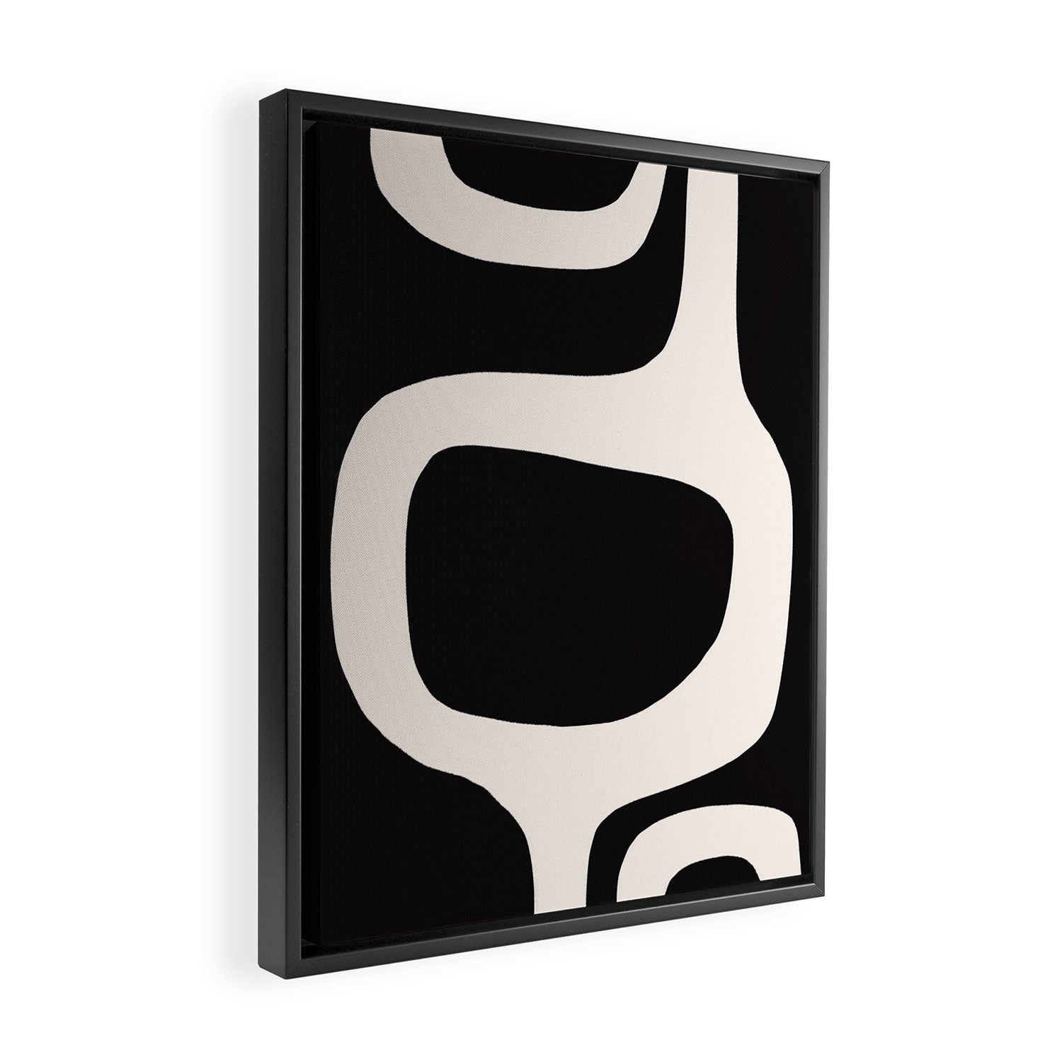 Black and White Abstract Minimal Shapes Framed Canvas Print Gallery Image 2