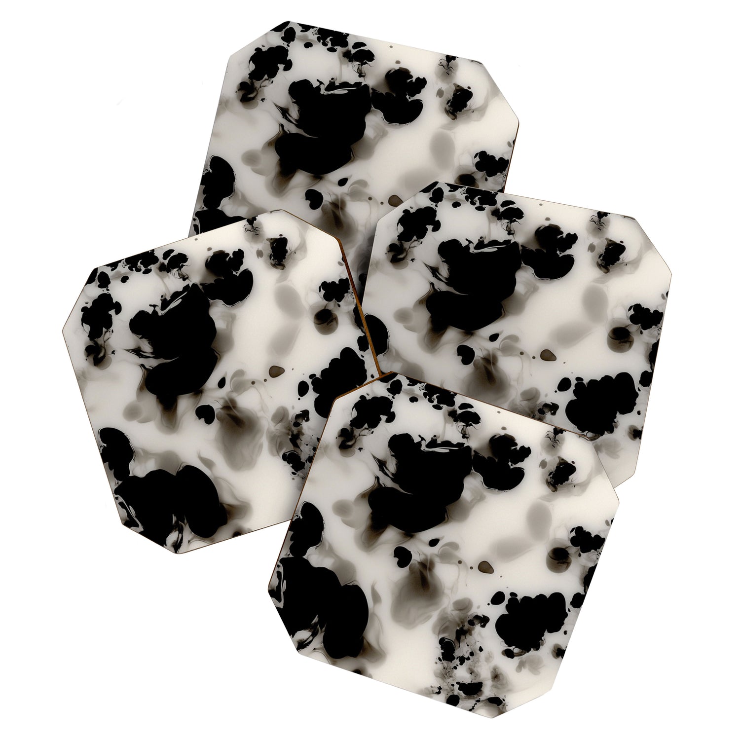 Black and White Tortoiseshell Abstract Elegant Coaster Gallery Image 1