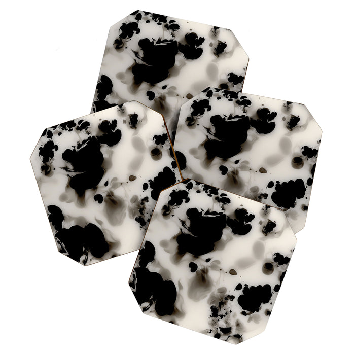 Black and White Tortoiseshell Abstract Elegant Coaster Gallery Image 1