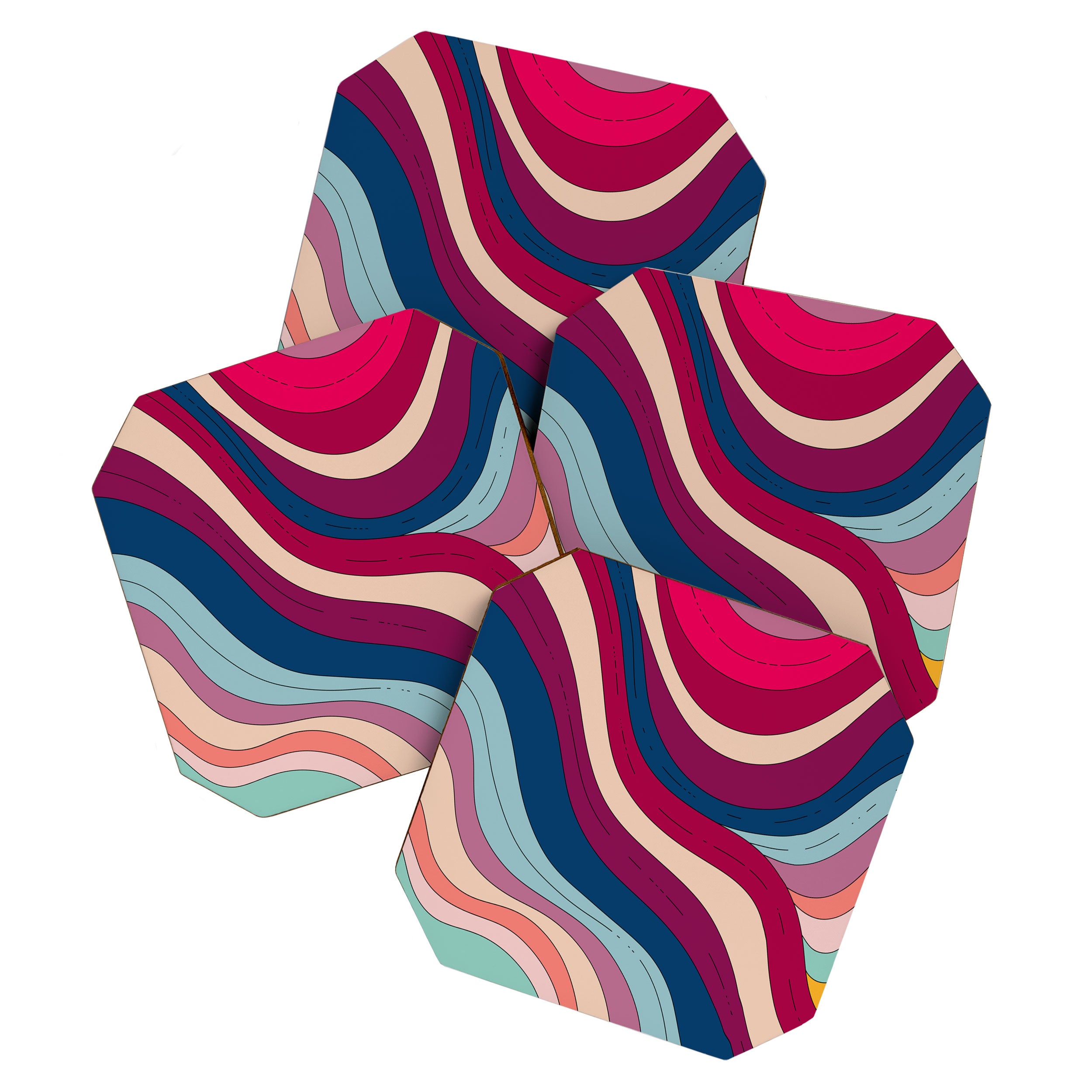 Boho Fluid Abstract Wavy Coaster Gallery Image 1