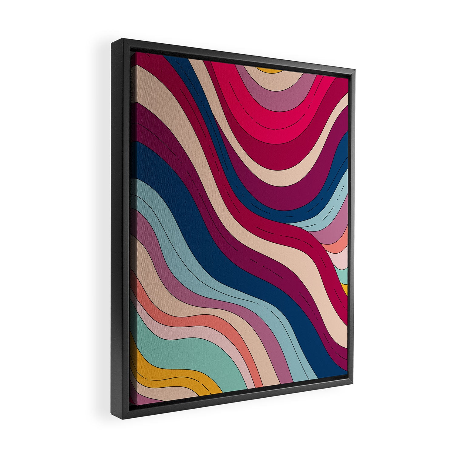 Boho Fluid Abstract Wavy Framed Canvas Print Gallery Image 2