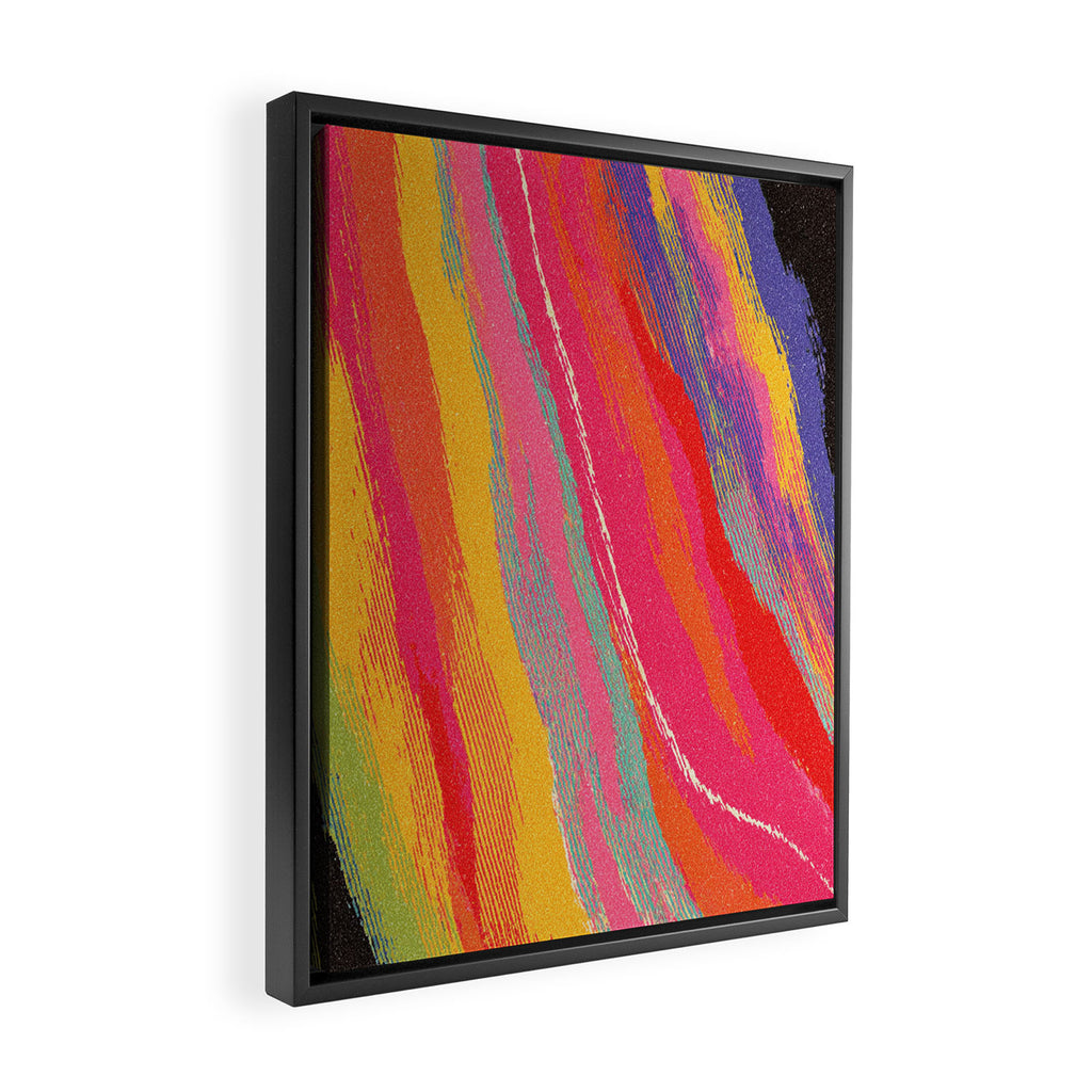 Bold Abstract Color Flow in Neon and Sunset Tones Framed Canvas Print Gallery Image 2