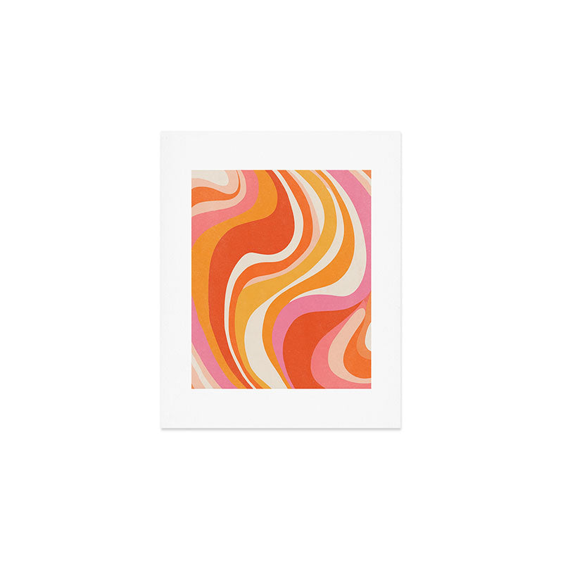 Bold Pink and Orange Groovy Swirl Abstract Pattern 70s Art Print Gallery Image 1