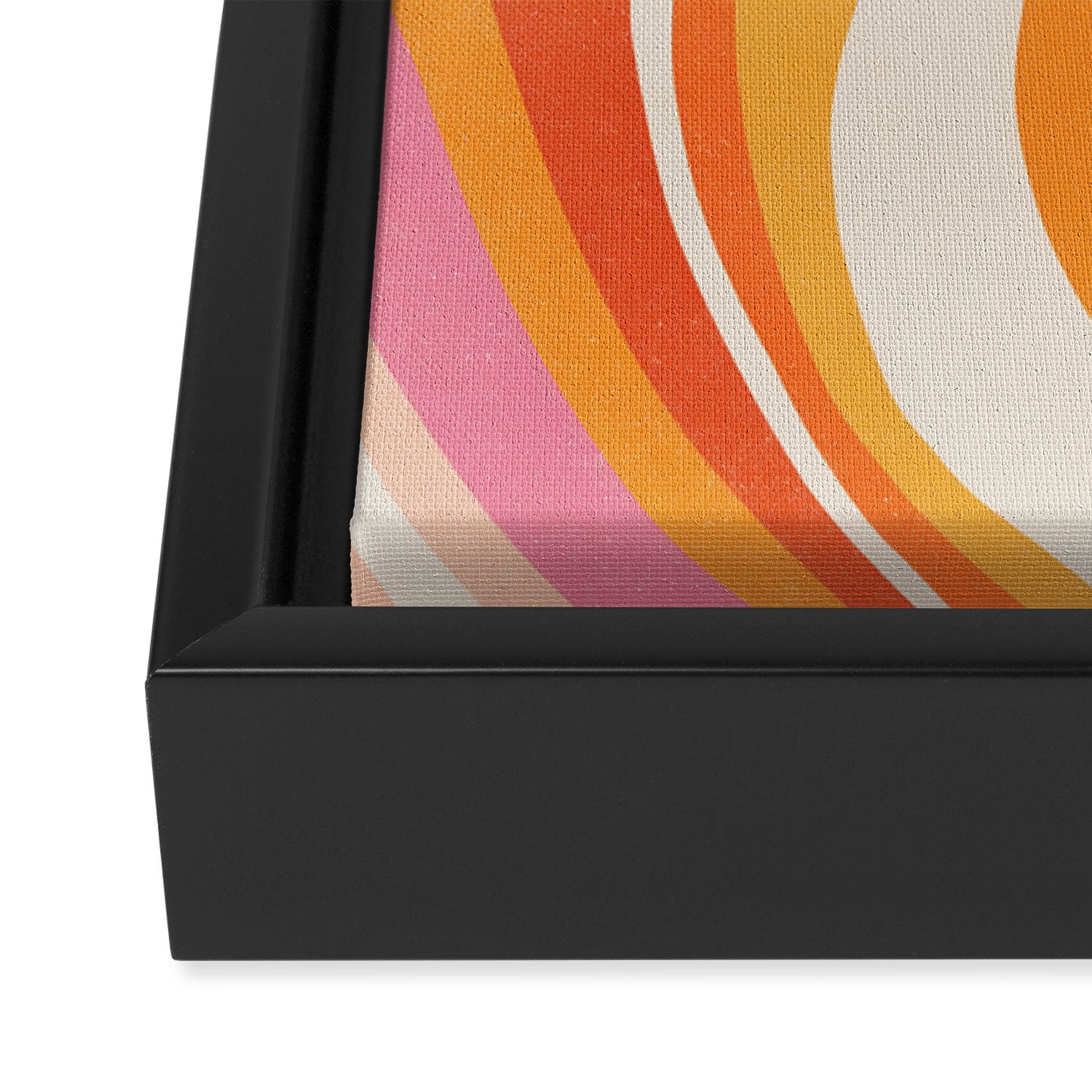 Bold Pink and Orange Groovy Swirl Abstract Pattern 70s Framed Canvas Print Gallery Image 3