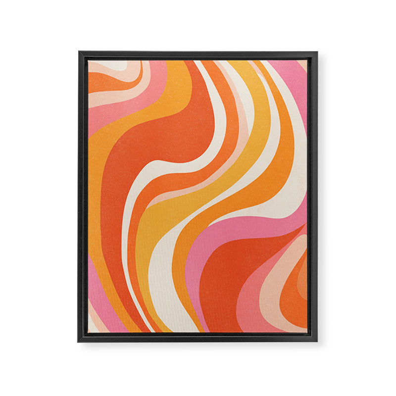 Bold Pink and Orange Groovy Swirl Abstract Pattern 70s Framed Canvas Print Gallery Image 6